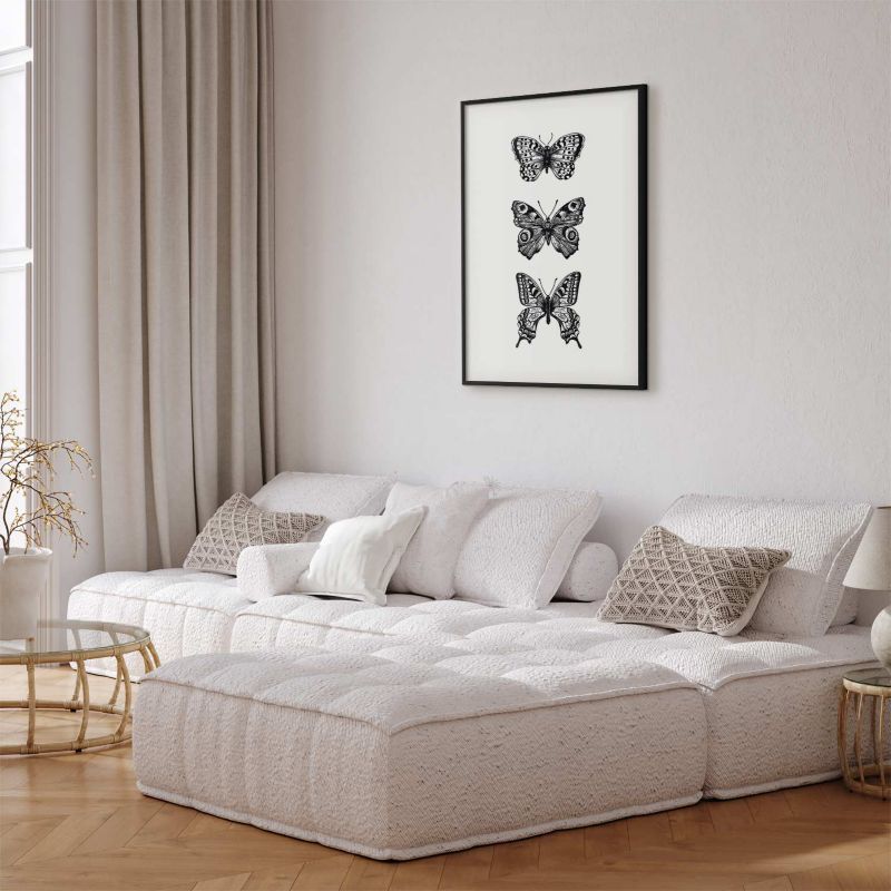 Plakat Artgeist Trzy motyle 40x60 cm z ramą czarną 1 szt