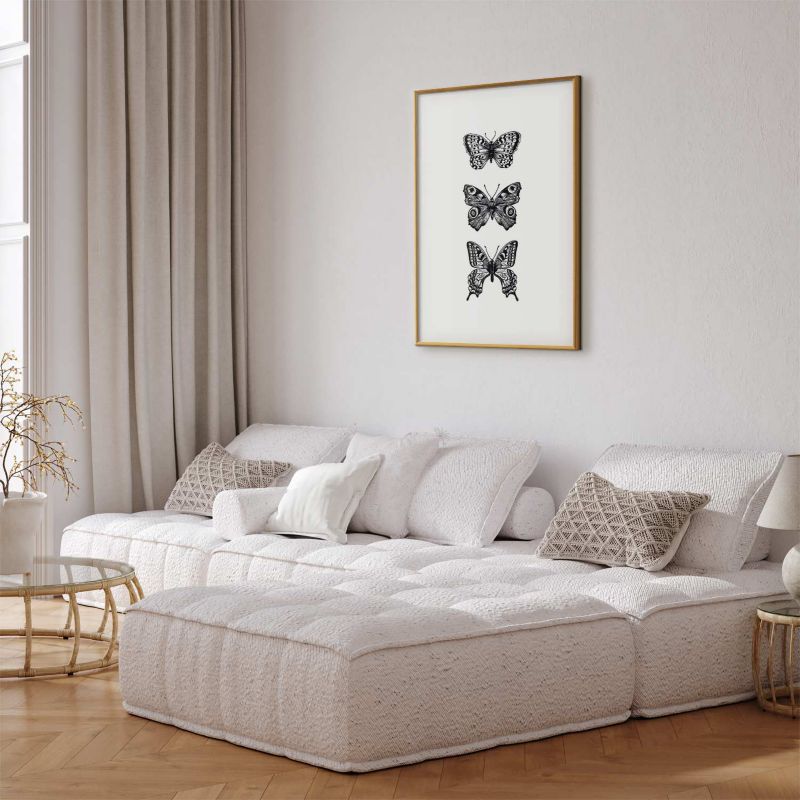 Plakat Artgeist Trzy motyle 40x60 cm z ramą złotą 1 szt