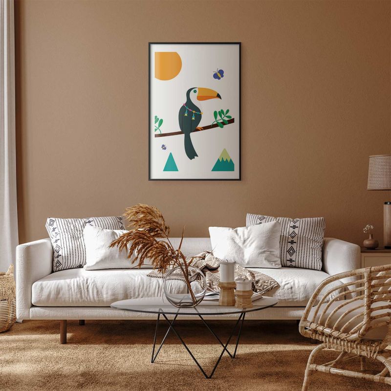 Plakat Artgeist Tukan i motyle 40x60 cm z ramą czarną 1 szt