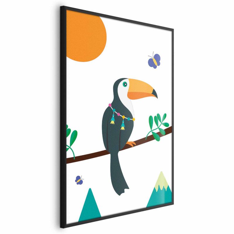 Plakat Artgeist Tukan i motyle 40x60 cm z ramą czarną 1 szt