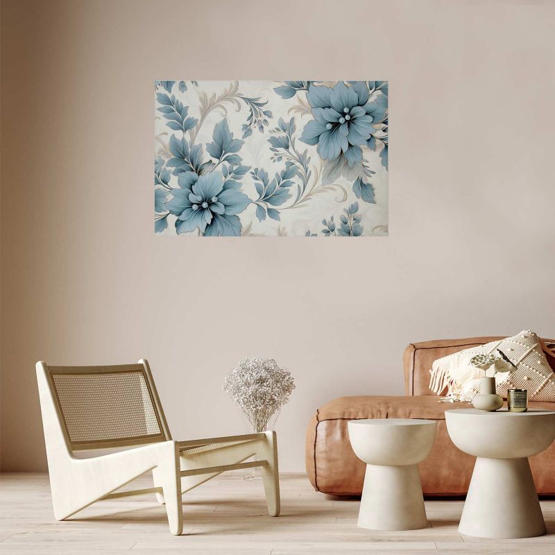 Plakat Artgeist Turkusowe retro kwiaty 42x29,7 cm bez ramy 1 szt