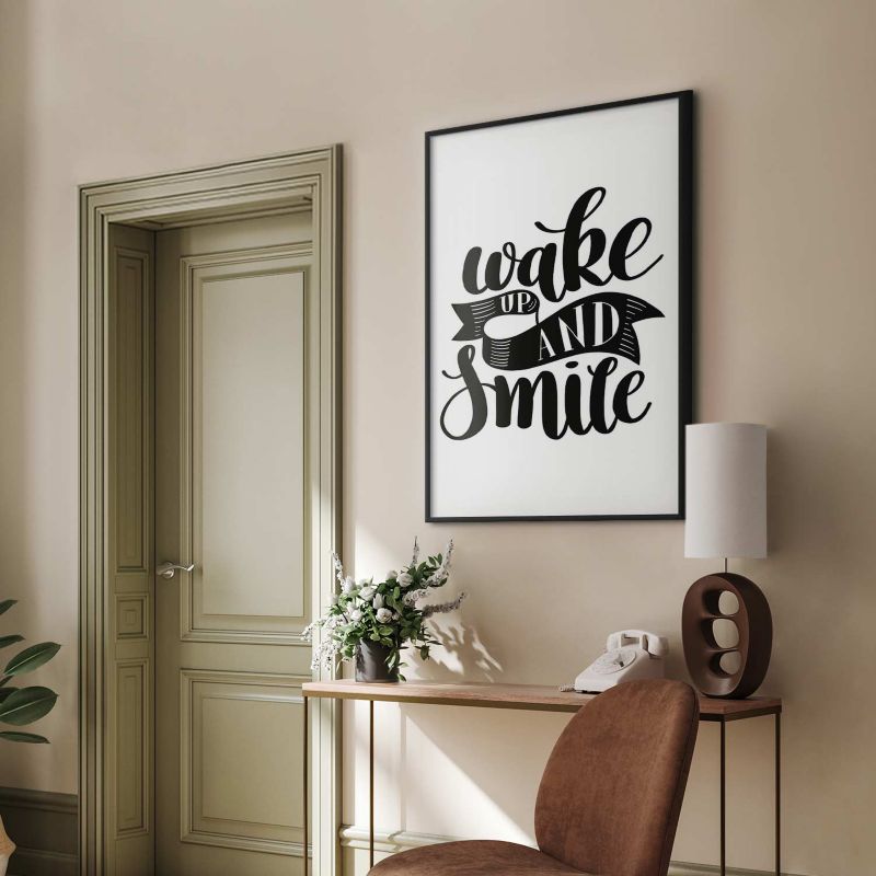 Plakat Artgeist Wake up and smile 21x30 cm z ramą czarną 1 szt