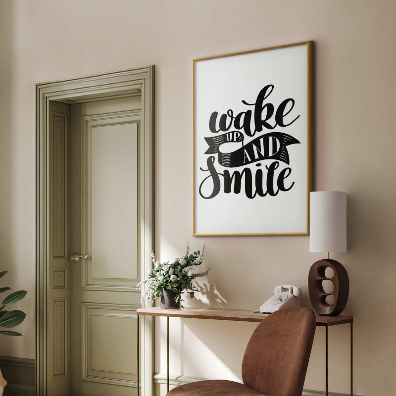 Plakat Artgeist Wake up and smile 21x30 cm z ramą złotą 1 szt