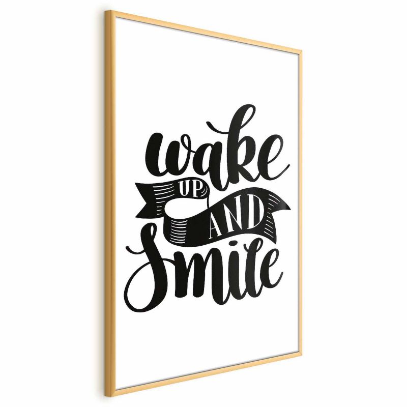 Plakat Artgeist Wake up and smile 29,7x42 cm z ramą złotą 1 szt