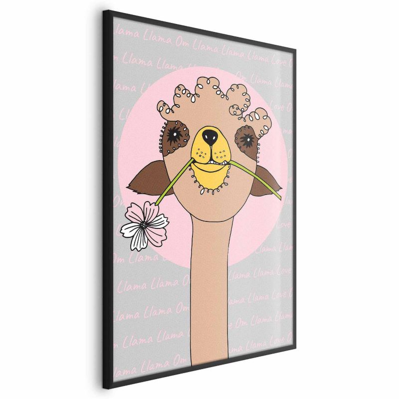 Plakat Artgeist Wesoła lama 21x30 cm z ramą czarną 1 szt