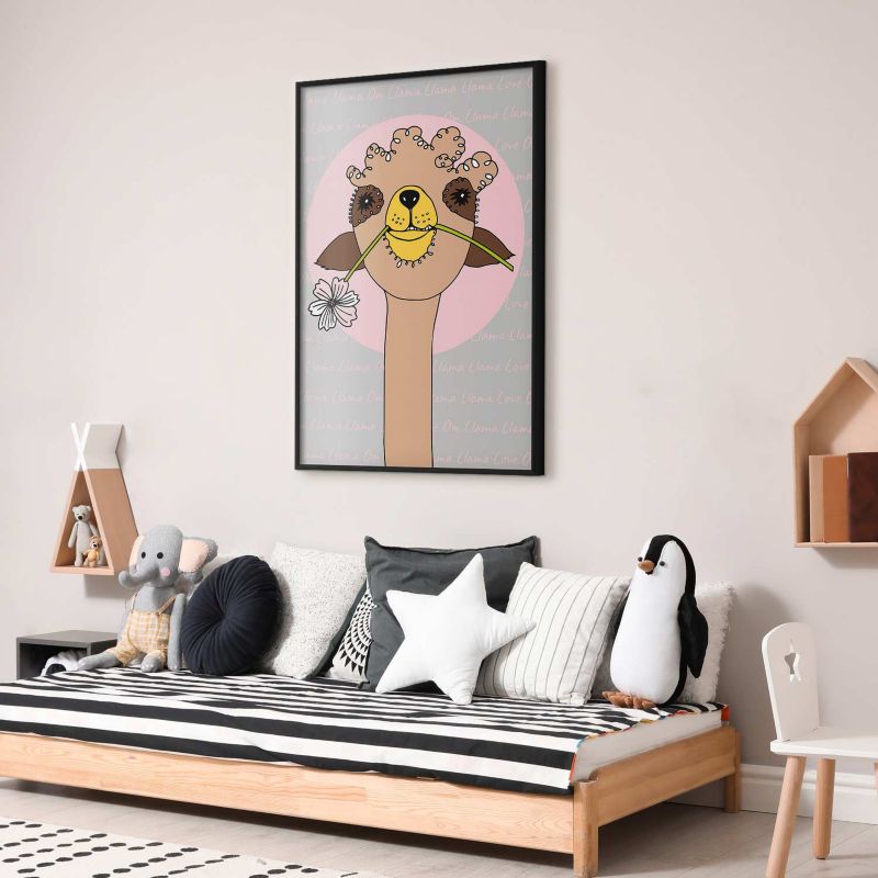 Plakat Artgeist Wesoła lama 21x30 cm z ramą czarną 1 szt