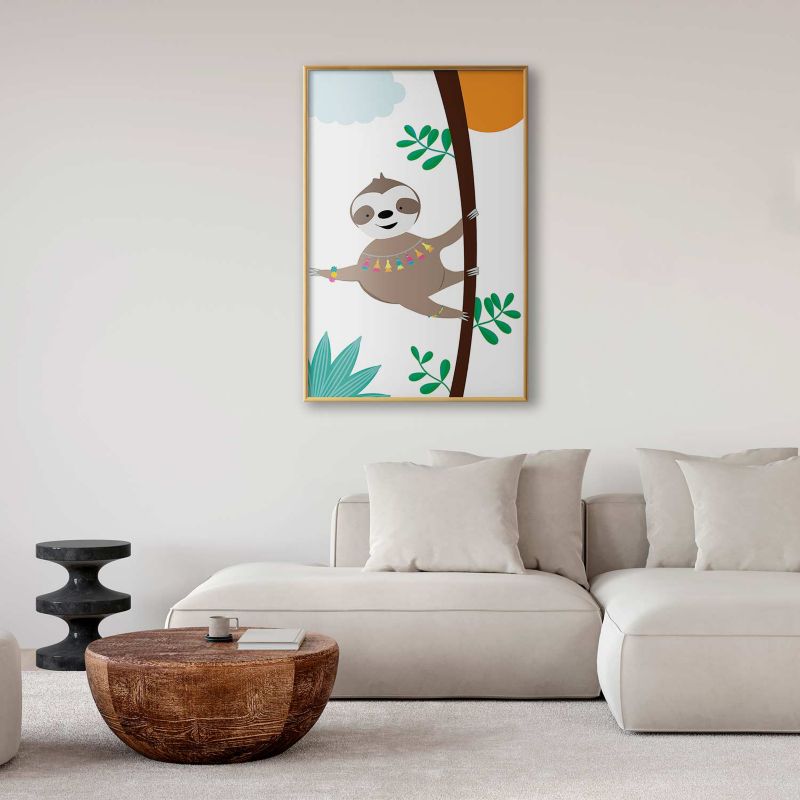 Plakat Artgeist Wesoły leniwiec 40x60 cm z ramą złotą 1 szt