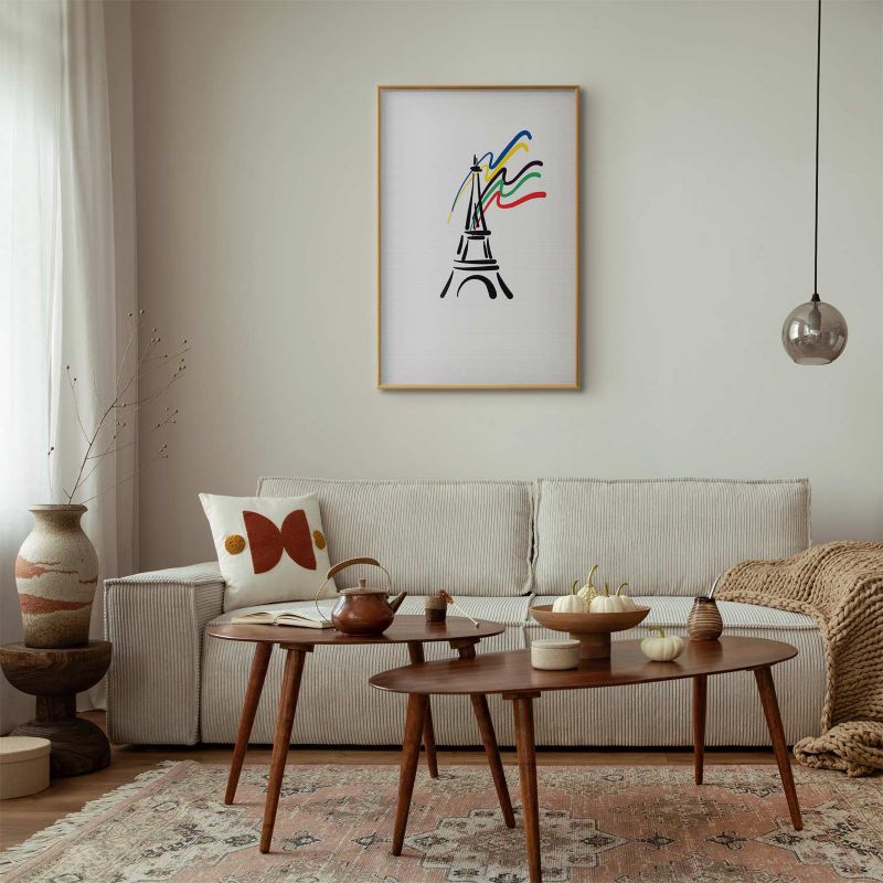 Plakat Artgeist Wieża Eiffla i kolory 21x30 cm z ramą złotą 1 szt
