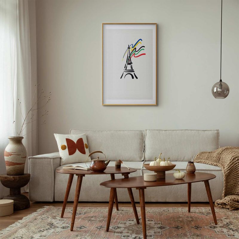 Plakat Artgeist Wieża Eiffla i kolory 21x30 cm z ramą złotą 1 szt