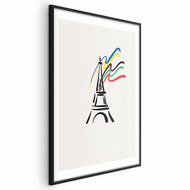 Plakat Artgeist Wieża Eiffla i kolory 40x60 cm z ramą czarną 1 szt