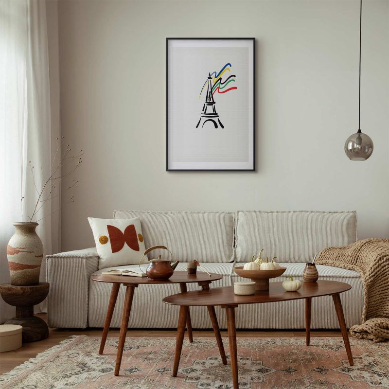 Plakat Artgeist Wieża Eiffla i kolory 40x60 cm z ramą czarną 1 szt
