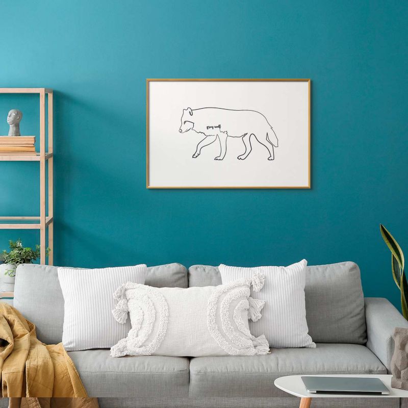 Plakat Artgeist Wilk 42x29,7 cm z ramą złotą 1 szt