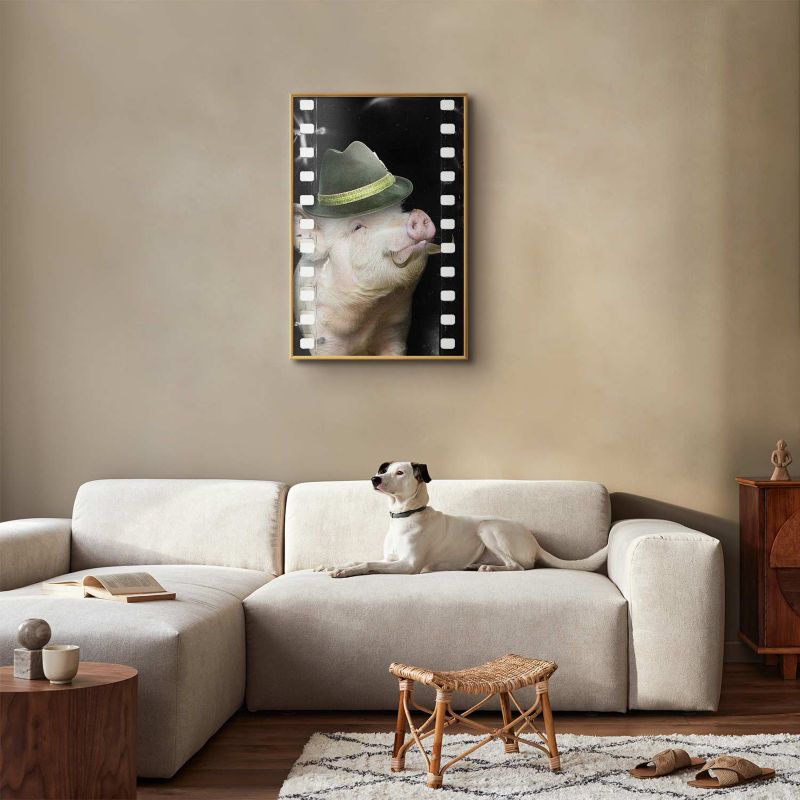 Plakat Artgeist Świnia z wąsami 21x30 cm z ramą złotą 1 szt