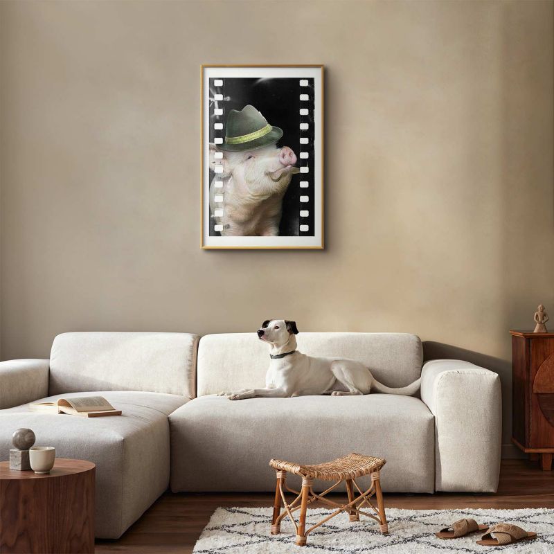 Plakat Artgeist Świnia z wąsami 40x60 cm z ramą złotą 1 szt