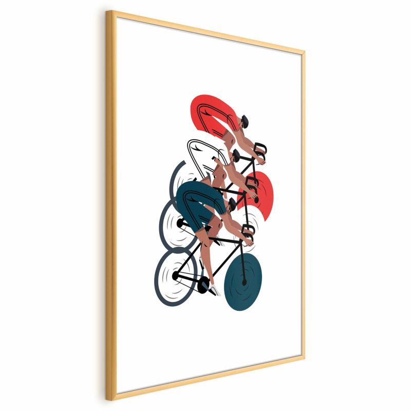Plakat Artgeist Wyścig kolarski 21x30 cm z ramą złotą 1 szt