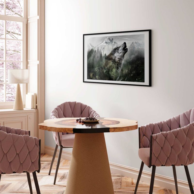 Plakat Artgeist Wyjący wilk 30x21 cm z ramą czarną 1 szt
