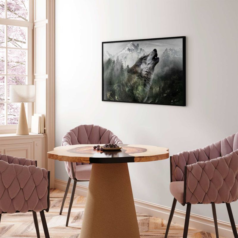 Plakat Artgeist Wyjący wilk 60x40 cm z ramą czarną 1 szt