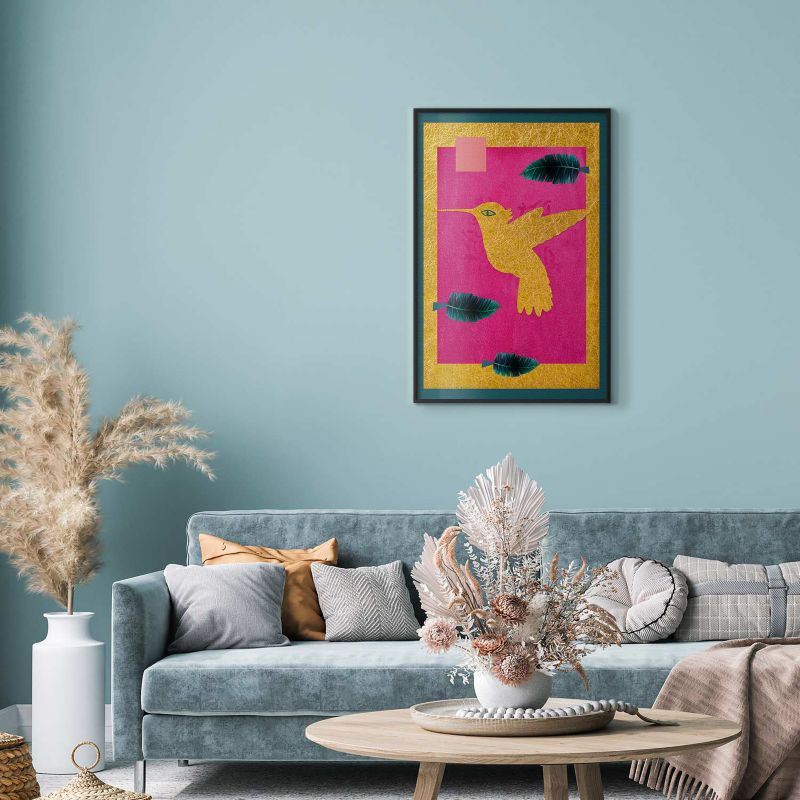 Plakat Artgeist Złoty koliber 21x30 cm z ramą czarną 1 szt