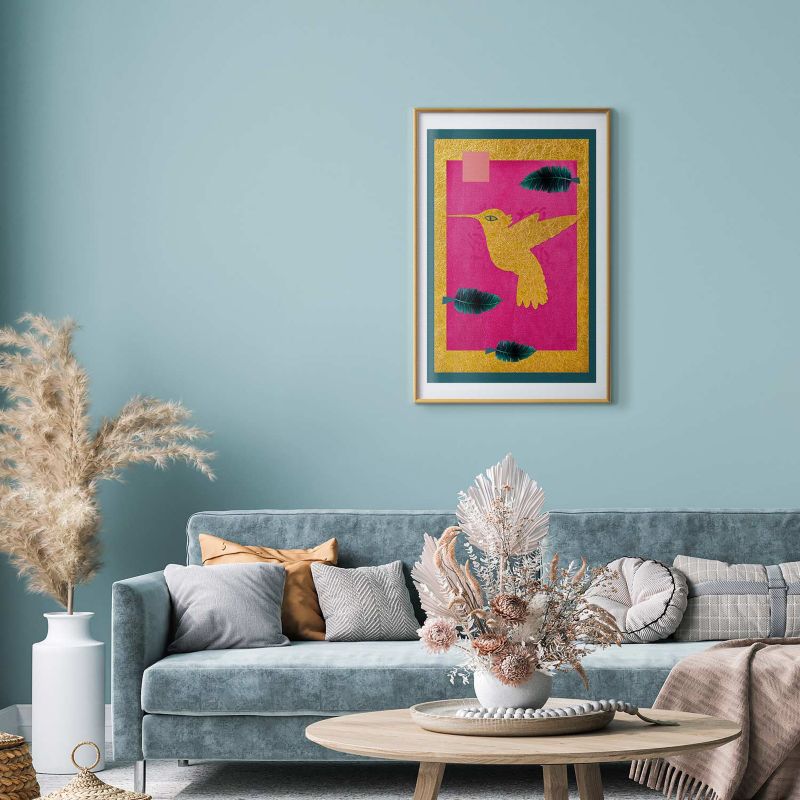 Plakat Artgeist Złoty koliber 29,7x42 cm z ramą złotą 1 szt