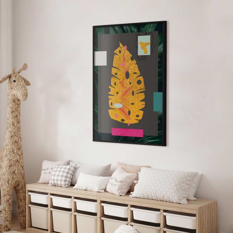 Plakat Artgeist Złoty liść 29,7x42 cm z ramą czarną 1 szt