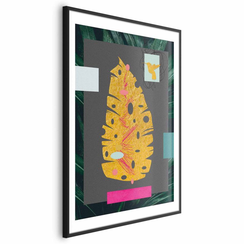 Plakat Artgeist Złoty liść 40x60 cm z ramą czarną 1 szt