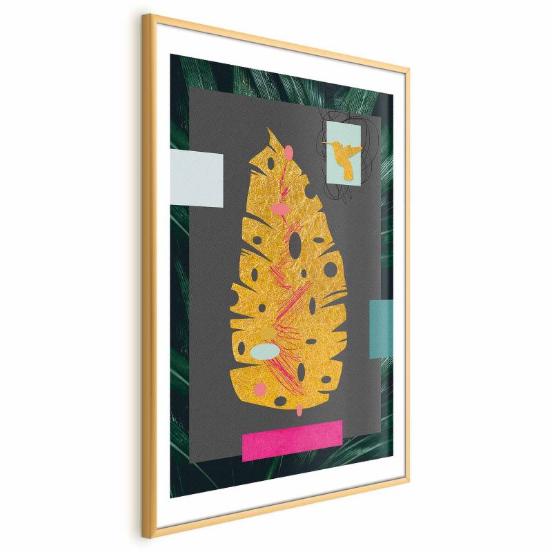 Plakat Artgeist Złoty liść 40x60 cm z ramą złotą 1 szt