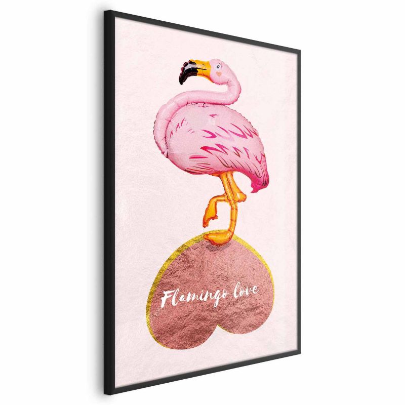 Plakat Artgeist Zakochany flaming 29,7x42 cm z ramą czarną 1 szt