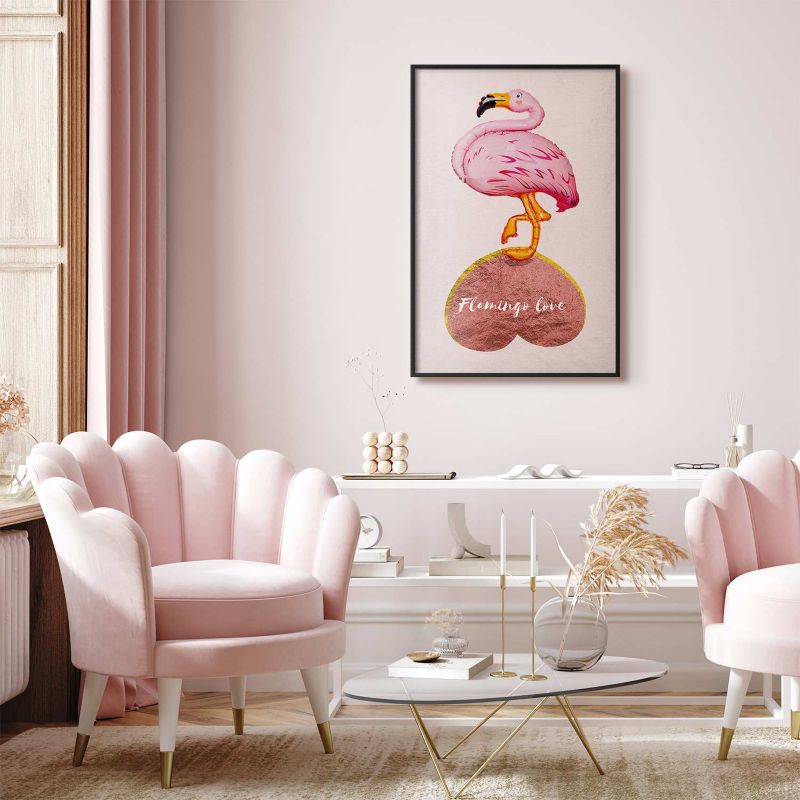 Plakat Artgeist Zakochany flaming 29,7x42 cm z ramą czarną 1 szt