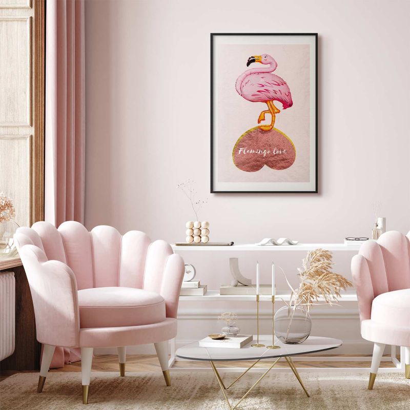 Plakat Artgeist Zakochany flaming 40x60 cm z ramą czarną 1 szt