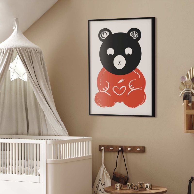 Plakat Artgeist Zamyślony miś 40x60 cm z ramą czarną 1 szt
