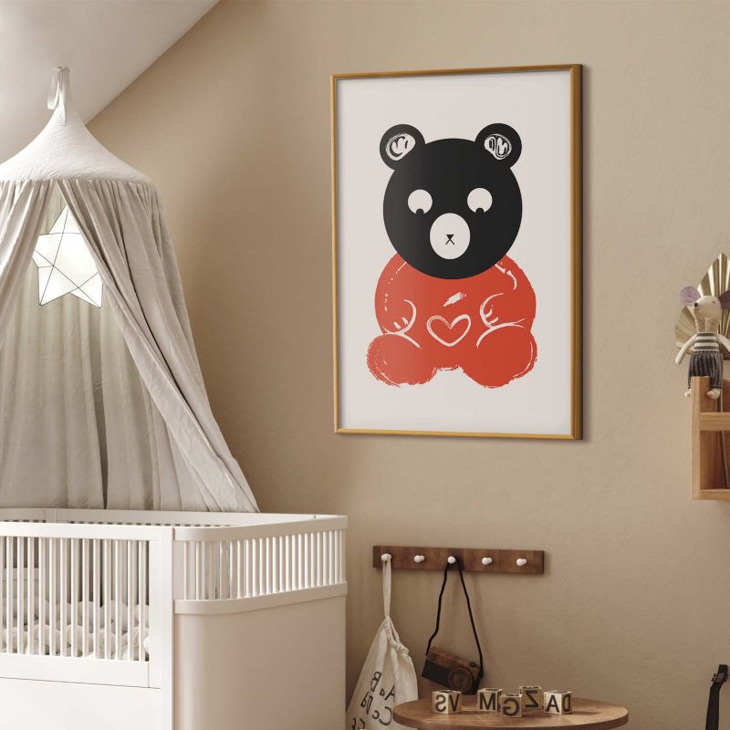 Plakat Artgeist Zamyślony miś 40x60 cm z ramą złotą 1 szt