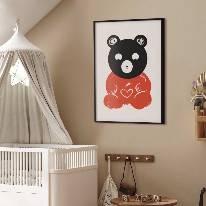 Plakat Artgeist Zamyślony miś 60x90 cm z ramą czarną 1 szt