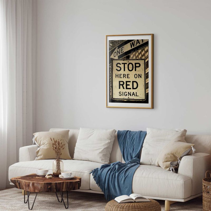 Plakat Artgeist Znaki drogowe 29,7x42 cm z ramą złotą 1 szt