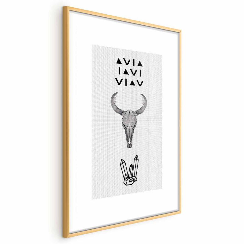 Plakat Artgeist Zwierzęca czaszka 60x90 cm z ramą złotą 1 szt