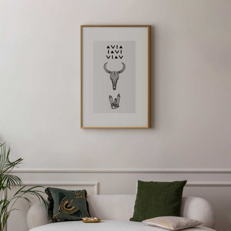 Plakat Artgeist Zwierzęca czaszka 60x90 cm z ramą złotą 1 szt