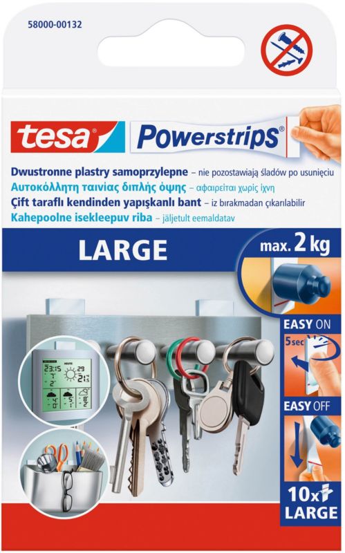 Plastry samoprzylepne Tesa Powerstrips duży do 2 kg 10 szt.