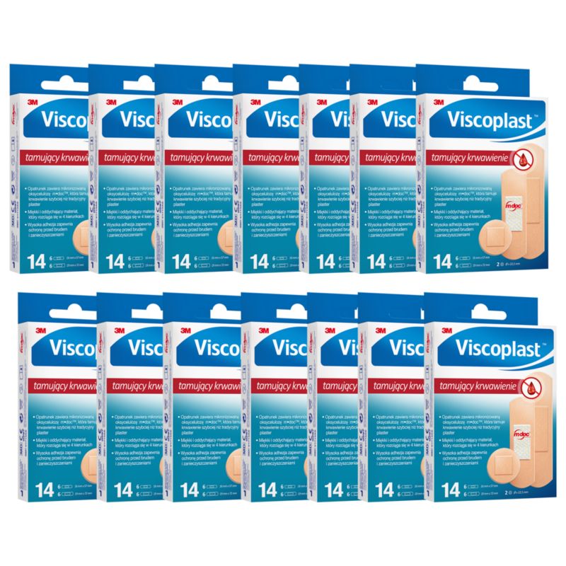 Plastry Viscoplast™ tamujące krwawienie, 3 rozmiary, 14 szt. w pudełku, 14 pudełek w zestawie