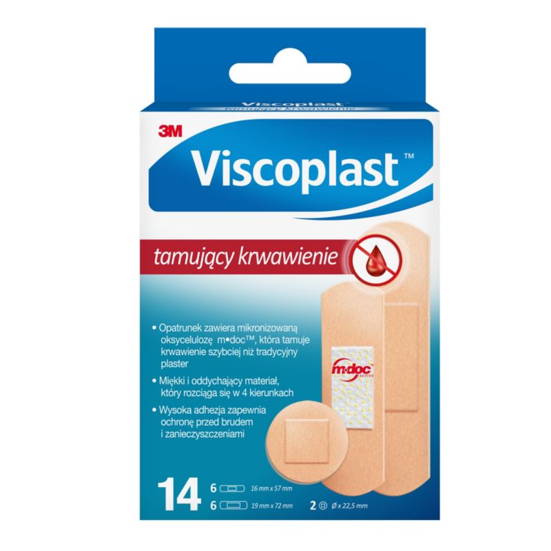 Plastry Viscoplast™ tamujące krwawienie, 3 rozmiary, 14 szt. w pudełku, 14 pudełek w zestawie