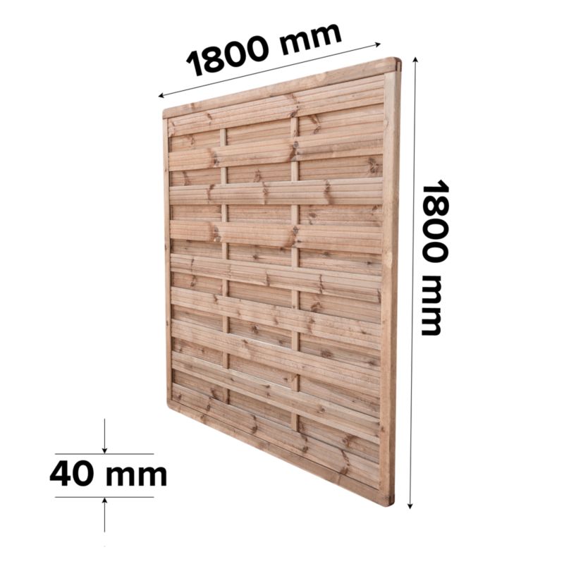 Płot drewniany Klikstrom 180 x 180 cm brązowy rama 40 x 60 mm