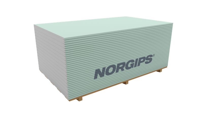 Płyta gipsowo-kartonowa impregnowana 1200 x 2000 x 12,5 mm GKBI typ H2 Norgips