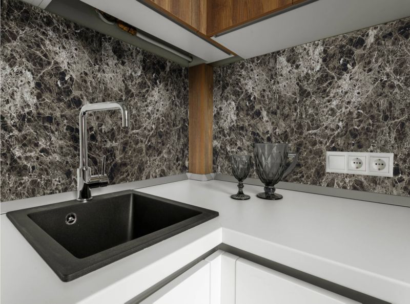 Płyta ścienna PCV 2440 x 610 mm marmur ciemny