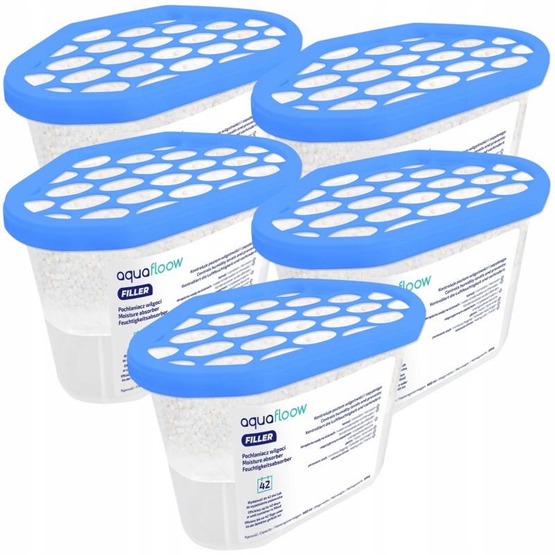 Pochłaniacz wilgoci, Aquafloow, osuszacz powietrza, bezzapachowy, 600 ml, 5szt