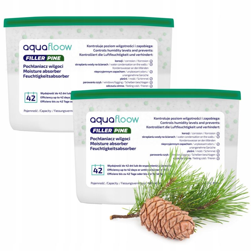 Pochłaniacz wilgoci, AquaFloow, osuszacz powietrza, sosnowy, 400ml, 2szt