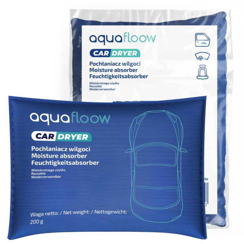 Pochłaniacz wilgoci do samochodu, Aquafloow, osuszacz samochodowy, wielokrotnego użytku, 200g, 1szt