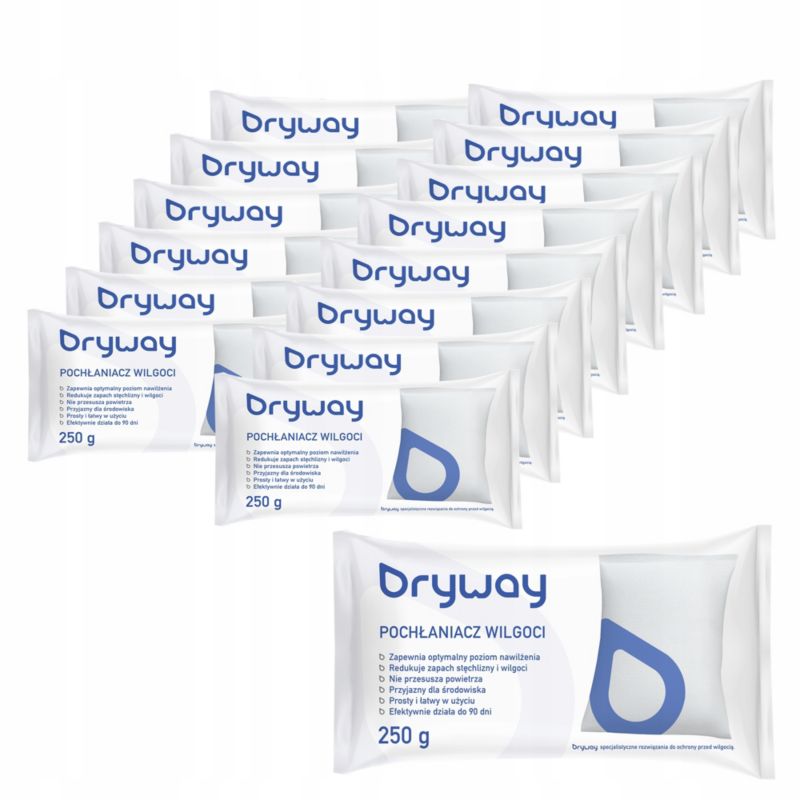 Pochłaniacz wilgoci, Dryway, wkłady, uniwersalne, przeciw wilgoci, 250g, zestaw, 15szt