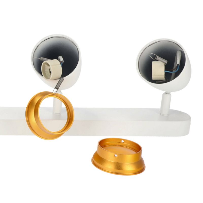 Poczwórna punktowa oprawa sufitowa Edo typu spot Ovo 4 White Gold, listwa, IP20, 4xGU10, biała, pierścień złoty 1 szt.