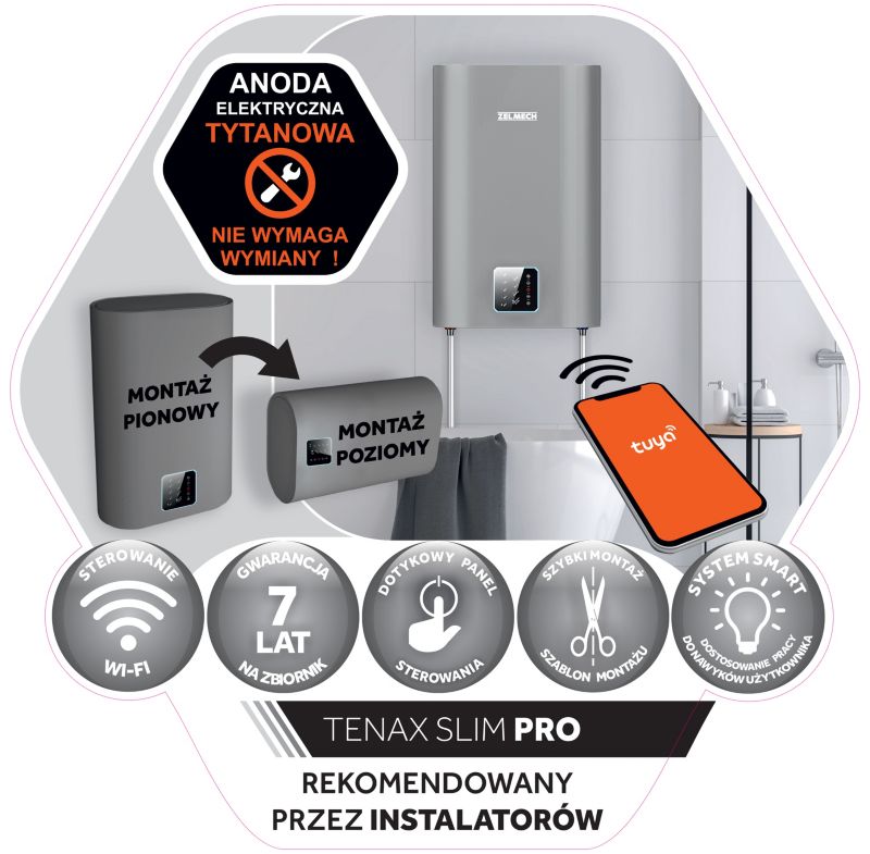 Podgrzewacz wody Zelmech Tenax Slim Pro 50 l
