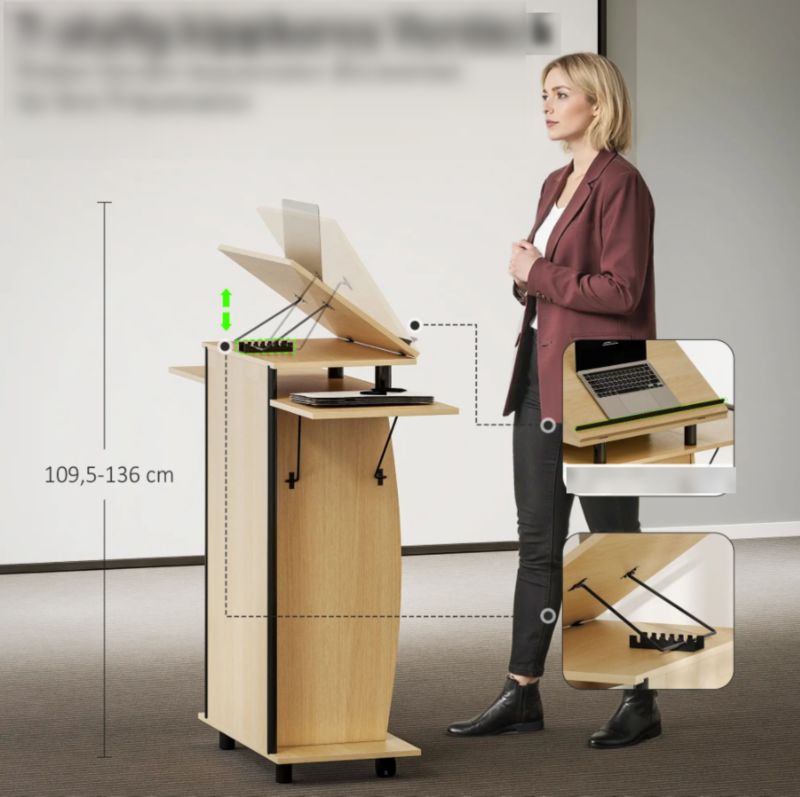Podium stand Artdesign 109-136cm stolik konferencyjny do wystąpień, przemówień, nauki kolor dąb 1 szt.