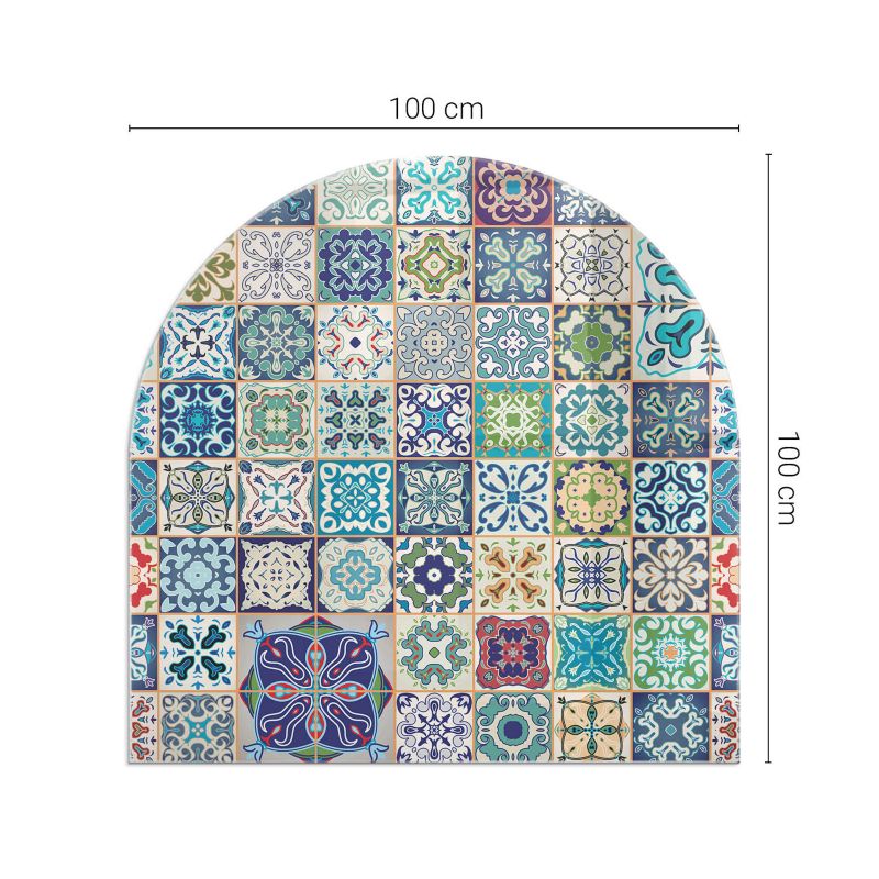 Podkładka szklana półowalna Tulup 100x100 cm Wzory mozaikowe na płytkach 1 szt.