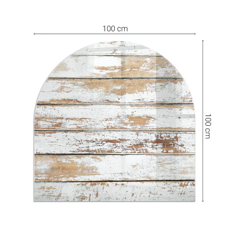 Podkładka szklana półowalna Tulup 100x100 cm Zniszczona drewniana deska 1 szt.